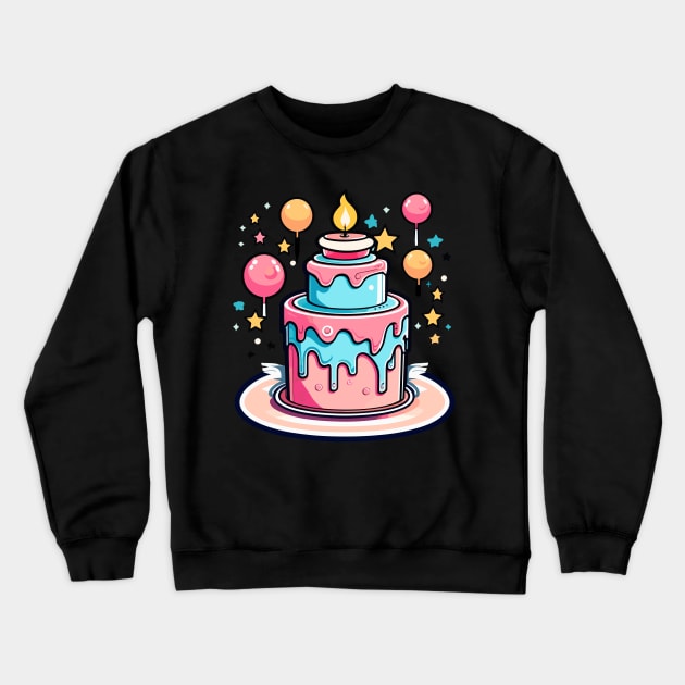 Birthday Cake Illustration Crewneck Sweatshirt by FluffigerSchuh